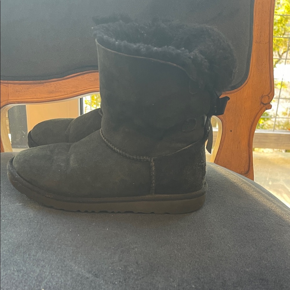 UGG Black Bow-Accent Boots